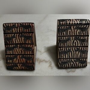 Pier 1 Hand Carved, Hand Painted Soapstone Zebra Bookend Pair